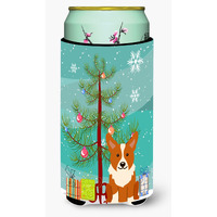 "Caroline's Treasures Merry Christmas Tree Corgi Tall Boy Beverage Insulator Hugger BB4225TBC, Multicolor"