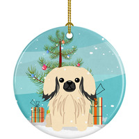 Caroline's Treasures Merry Christmas Tree Pekingnese Cream Ceramic Ornament