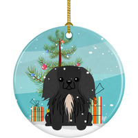 Caroline's Treasures Merry Christmas Tree Pekingnese Black Ceramic Ornament