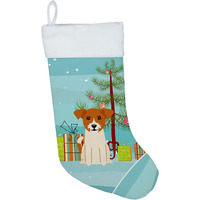 "Caroline's Treasures Merry Christmas Tre Jack Russell Terrier Stocking, Large, Multicolor"