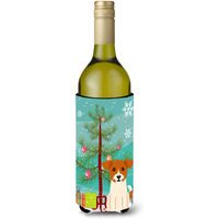 "Caroline's Treasures BB4233LITERK Merry Christmas Tree Jack Russell Terrier Wine Bottle Beverage Insulator Hugger, 750ml, Multicolor"