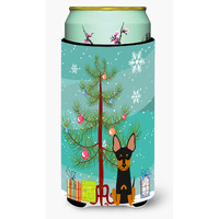 "Caroline's Treasures Merry Christmas Tree English Toy Terrier Tall Boy Beverage Insulator Hugger BB4234TBC, Multicolor"