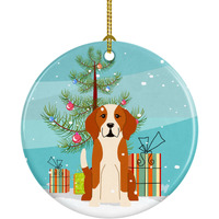 Caroline's Treasures Merry Christmas Tree English Foxhound Ceramic Ornament