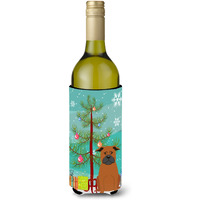 "Caroline's Treasures BB4236LITERK Merry Christmas Tree Chinese Chongqing Dog Wine Bottle Beverage Insulator Hugger, 750ml, Multicolor"