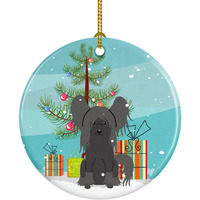 "Caroline's Treasures Merry Christmas Tree Chinese Crested Black Ceramic Ornament, Multicolor"