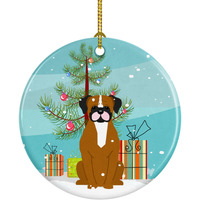 "Caroline's Treasures Merry Christmas Tree Flashy Fawn Boxer Ceramic Ornament, Multicolor"