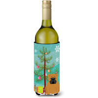 "Caroline's Treasures BB4247LITERK Merry Christmas Tree English Bulldog Red Wine Bottle Beverage Insulator Hugger, 750ml, Multicolor"