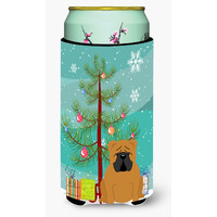 "Caroline's Treasures Merry Christmas Tree English Bulldog Red Tall Boy Beverage Insulator Hugger BB4247TBC, Multicolor"