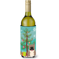 "Caroline's Treasures BB4251LITERK Merry Christmas Tree English Bulldog Grey Brindle Wine Bottle Beverage Insulator Hugger, 750ml, Multicolor"