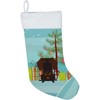 "Caroline's Treasures Merry Tree Wire Haired Dachshund Chocolate Christmas, Holiday Stocking, decoration, 11 x 18, Multicolor"