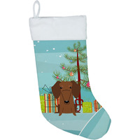 "Caroline's Treasures Merry Christmas Tree Dachshund Red Brown Stocking, Large, Multicolor"