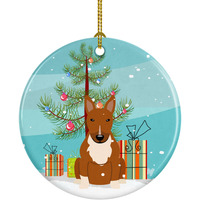 Caroline's Treasures Merry Christmas Tree Bull Terrier Red Ceramic Ornament