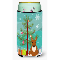 "Caroline's Treasures Merry Christmas Tree Bull Terrier Red Tall Boy Beverage Insulator Hugger BB4259TBC, Multicolor"