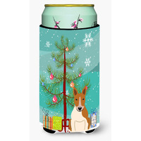 "Caroline's Treasures Merry Christmas Tree Bull Terrier Red White Tall Boy Beverage Insulator Hugger BB4260TBC, Multicolor"