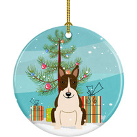 Caroline's Treasures Merry Christmas Tree Bull Terrier Dark Brindle Ceramic Ornament
