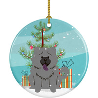 Caroline's Treasures Merry Christmas Tree Chow Blue Ceramic Ornament
