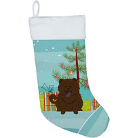 "Caroline's Treasures Merry Christmas Tree Chow Chocolate Stocking, Large, Multicolor"