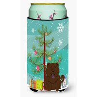 "Caroline's Treasures Merry Christmas Tree Chow Chocolate Tall Boy Beverage Insulator Hugger BB4266TBC, Multicolor"