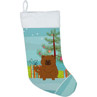 "Caroline's Treasures Merry Christmas Tree Chow Red Stocking, Large, Multicolor"