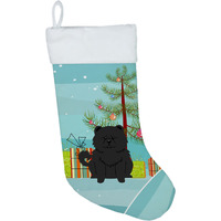 "Caroline's Treasures Merry Christmas Tree Chow Black Stocking, Large, Multicolor"