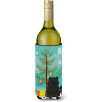 "Caroline's Treasures BB4268LITERK Merry Christmas Tree Chow Chow Black Wine Bottle Beverage Insulator Hugger, 750ml, Multicolor"