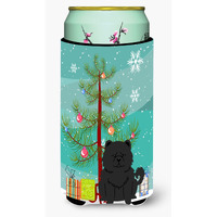 "Caroline's Treasures Merry Christmas Tree Chow black Tall Boy Beverage Insulator Hugger BB4268TBC, Multicolor"