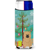"Caroline's Treasures BB4269MUK Merry Christmas Tree Chow Chow Cream Michelob Ultra Hugger for Slim Cans, Multicolor"