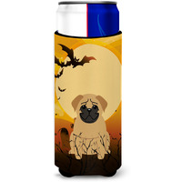 "Caroline's Treasures BB4273MUK Halloween Pug Brown Michelob Ultra Hugger for Slim Cans, Multicolor"