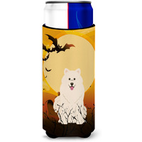 "Caroline's Treasures BB4296MUK Halloween Samoyed Michelob Ultra Hugger for Slim Cans, Multicolor"