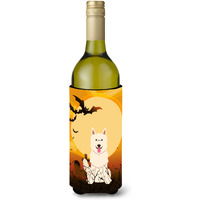 "Caroline's Treasures BB4311LITERK Halloween White German Shepherd Wine Bottle Beverage Insulator Hugger, 750ml, Multicolor"