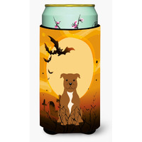 "Caroline's Treasures Halloween Staffordshire Bull Terrier Brown Tall Boy Beverage Insulator Hugger BB4313TBC, Multicolor"
