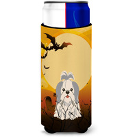 "Caroline's Treasures BB4351MUK Halloween Shih Tzu Silver White Michelob Ultra Hugger for Slim Cans, Multicolor"