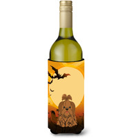"Caroline's Treasures BB4352LITERK Halloween Shih Tzu Silver Chocolate Wine Bottle Beverage Insulator Hugger, 750ml, Multicolor"