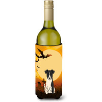 "Caroline's Treasures BB4364LITERK Halloween Smooth Fox Terrier Wine Bottle Beverage Insulator Hugger, 750ml, Multicolor"
