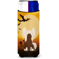 "Caroline's Treasures BB4379MUK Halloween Chinese Crested Cream Michelob Ultra Hugger for Slim Cans, Multicolor"