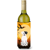 "Caroline's Treasures BB4380LITERK Halloween White Boxer Cooper Wine Bottle Beverage Insulator Hugger, 750ml, Multicolor"