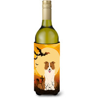 "Caroline's Treasures BB4385LITERK Halloween Border Collie Red White Wine Bottle Beverage Insulator Hugger, 750ml, Multicolor"