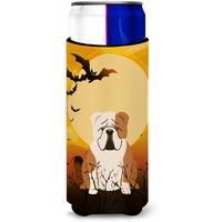 "Caroline's Treasures BB4391MUK Halloween English Bulldog Fawn White Michelob Ultra Hugger for Slim Cans, Multicolor"