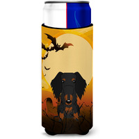 "Caroline's Treasures BB4393MUK Halloween Wire Haired Dachshund Black Tan Michelob Ultra Hugger for Slim Cans, Multicolor"