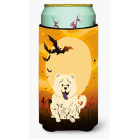 "Caroline's Treasures Halloween Chow White Tall Boy Beverage Insulator Hugger BB4406TBC, Multicolor"