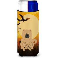 "Caroline's Treasures BB4410MUK Halloween Chow Chow Cream Michelob Ultra Hugger for Slim Cans, Multicolor"