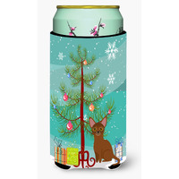 "Caroline's Treasures Abyssinian Cat Merry Christmas Tree Tall Boy Beverage Insulator Hugger, Multicolor"