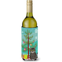"Caroline's Treasures American Curl Cat Merry Christmas Tree Wine Bottle Beverage Insulator Hugger, 750 ml, Multicolor"