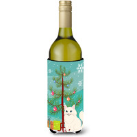 "Caroline's Treasures Turkish Angora Cat Merry Christmas Tree Wine Bottle Beverage Insulator Hugger, 750 ml, Multicolor"