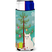 "Caroline's Treasures Turkish Angora Cat Merry Christmas Tree Michelob Ultra Hugger For Slim Cans, Slim Can, Multicolor"
