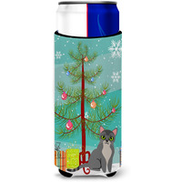 "Caroline's Treasures Asian Cat Merry Christmas Tree Michelob Ultra Hugger For Slim Cans, Slim Can, Multicolor"