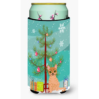 "Caroline's Treasures Australian Mist Cat Merry Christmas Tree Tall Boy Beverage Insulator Hugger, Multicolor"