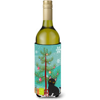 "Caroline's Treasures Bombay Cat Merry Christmas Tree Wine Bottle Beverage Insulator Hugger, 750 ml, Multicolor"