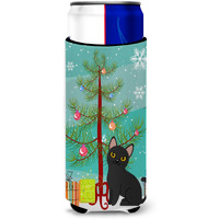 "Caroline's Treasures Bombay Cat Merry Christmas Tree Michelob Ultra Hugger For Slim Cans, Slim Can, Multicolor"