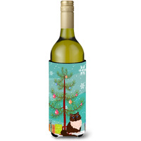 "Caroline's Treasures Himalayan Cat Merry Christmas Tree Wine Bottle Beverage Insulator Hugger, 750 ml, Multicolor"